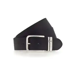 MUSTANG Ledergürtel (1-St) verzierte Metallschlaufe, 4 cm, Logoschriftzug