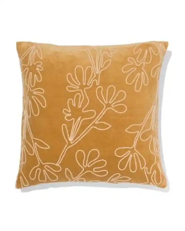 Bild 1 von Kissenbezug 50 × 50 cm Velours Blume Beige