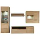 Bild 1 von Livetastic Wohnwand, Eiche, Metall, Eiche, furniert,furniert, massiv,massiv, 6 Fächer, 1 Schubladen, 303x209x51 cm, Made in EU, Wohnzimmer, Wohnwände, Wohnwand-Sets