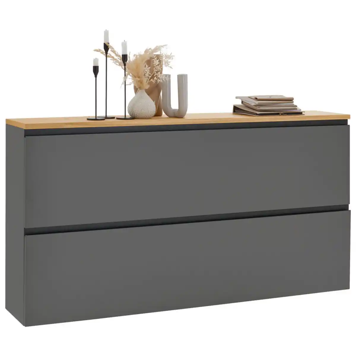 Bild 1 von Dieter Knoll Hängeschuhschrank, Grau, Eiche, Holzwerkstoff, Balkeneiche, furniert, 4 Fächer, 160x83x31 cm, Made in Germany, Typenauswahl, Beimöbel erhältlich, hängend, Garderobe, Schuhaufbewahru