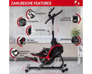 Hammer Power-Stepper Cross-Stepper, Fitness-Apps per Smartphone/Tablet, Schwarz