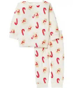 Pyjama aus Velours Weihnachten, Beige