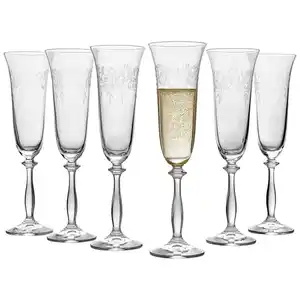 Novel Sektglas-Set, Klar, Glas, 6-teilig, 190 ml, Pantografieverzierung, Essen & Trinken, Gläser, Gläser-Sets