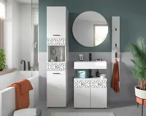 Badezimmer Prisma 4-tlg. ca. 111 cm Weiß, Weiß