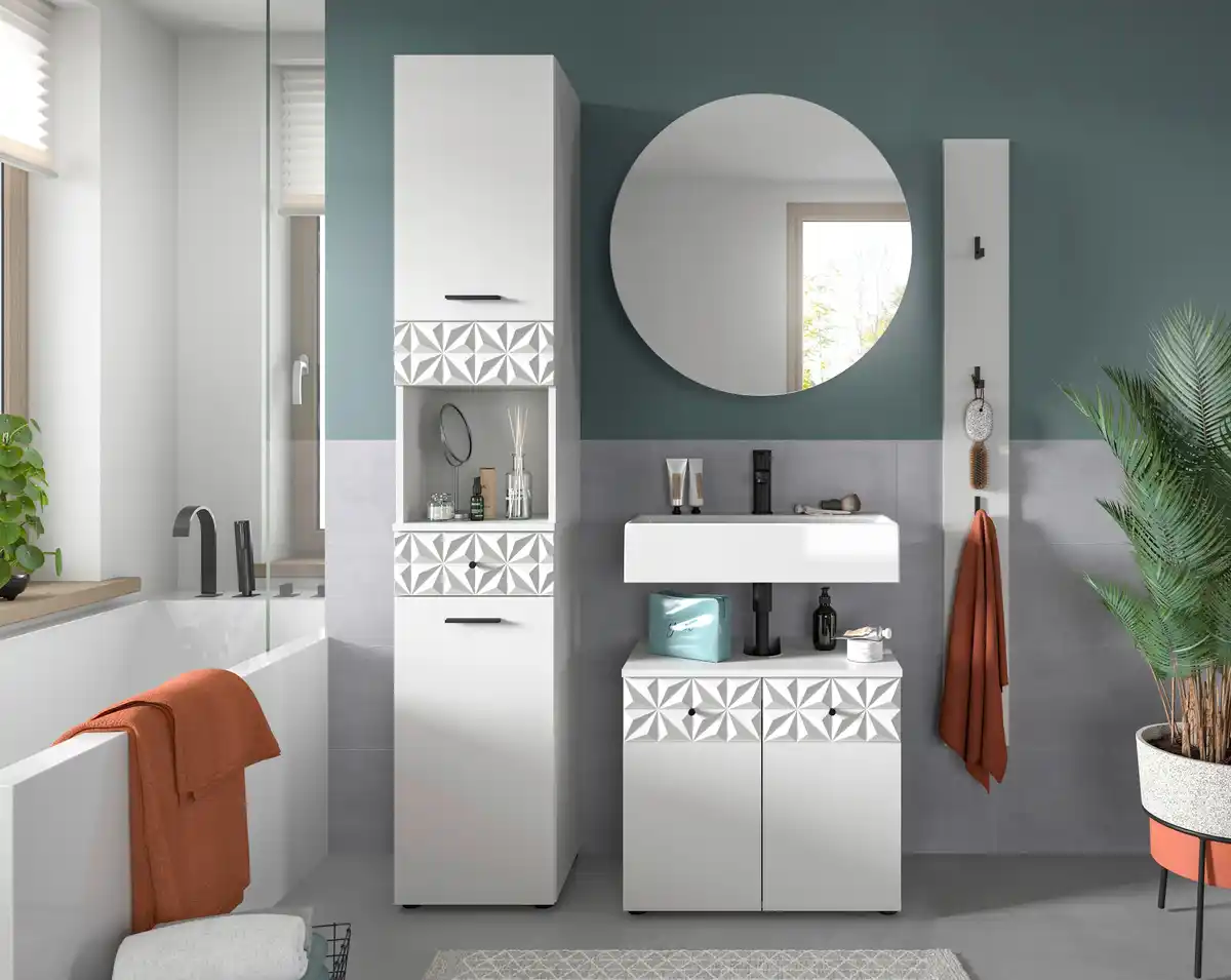 Bild 1 von Badezimmer Prisma 4-tlg. ca. 111 cm Weiß, Weiß