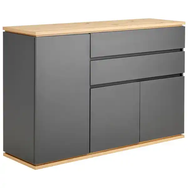 Bild 1 von Xora Sideboard, Graphit, Eiche Artisan, Holzwerkstoff, 3 Fächer, 2 Schubladen, 139x93x42 cm, Typenauswahl, Beimöbel erhältlich, stehend, Wohnzimmer, Kommoden & Sideboards, Sideboards