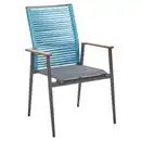 Bild 1 von Musterring Stapelsessel Amsterdam, Anthrazit, Blau, Schwarz, Metall, Textil, Teakholz, massiv, Rundrohr, 61x94x66 cm, Gartenmöbel, Gartenstühle, Gartenstühle stapelbar