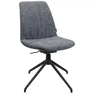 Johann Jakob Stuhl, Schwarz, Dunkelgrau, Metall, Textil, Rundrohr, Drehkreuz, 46x81.5-84.5x55 cm, Beinauswahl, Stoffauswahl, Sitzfläche 360° drehbar, Esszimmer, Stühle, Esszimmerstühle