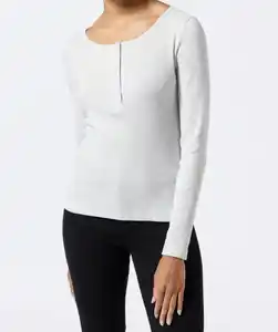 Geripptes Langarmshirt, hellgrau melange