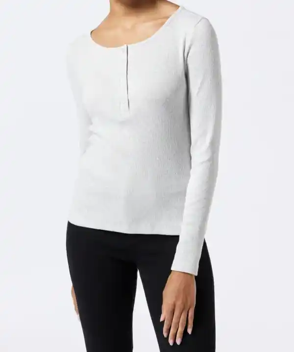 Bild 1 von Geripptes Langarmshirt, hellgrau melange