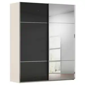 Novel Schwebetürenschrank Covalo, Schwarz, Champagner, Metall, 7 Fächer, 201x223x68 cm, Blauer Engel, Goldenes M, BQ - Bündnis für Qualität, Made in Germany, Typenauswahl, umfangreiches Zubehör