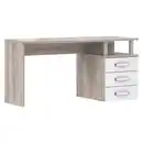 Bild 1 von Carryhome Schreibtisch, Eiche, Weiß Hochglanz, Metall, 3 Schubladen, rechteckig, Wange, 59.9x70.2x138 cm, Arbeitszimmer, Schreibtische, Bürotische