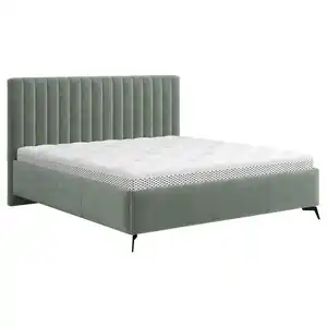 Boxxx Polsterbett, Grau, Holz, Eiche, massiv, 180x200 cm, Bettkasten, Lattenrost, gepolstertes Kopfteil, Stoffauswahl, in verschiedenen Größen erhältlich,nicht verstellbar, alternative erhältlich