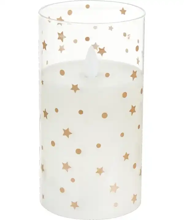 Bild 1 von LED-Echtwachskerze Weihnachten, weiß gemustert