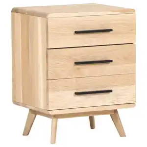 Landscape Nachtschrank, Eiche, Holz, Holzwerkstoff, Eiche, massiv, 3 Schubladen, 48x65x40 cm, Soft-Close-System, Schlafzimmer, Nachttische