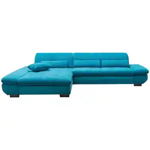 Xora Ecksofa, Türkis, Textil, Uni, 3-Sitzer, Ottomane links, L-Form, 341x204 cm, Goldenes M, Typenauswahl, Bettkasten erhältlich, Fußauswahl, Stoffauswahl, Sitzqualitäten, seitenverkehrt Bettfunk