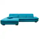 Bild 1 von Xora Ecksofa, Türkis, Textil, Uni, 3-Sitzer, Ottomane links, L-Form, 341x204 cm, Goldenes M, Typenauswahl, Bettkasten erhältlich, Fußauswahl, Stoffauswahl, Sitzqualitäten, seitenverkehrt Bettfunk