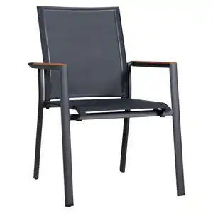Zebra  Stapelsessel Fly, Graphit, Grau, Teak, Holz, Metall, Textil, Teakholz, 62x91x69 cm, stapelbar, Gartenmöbel, Gartenstühle, Gartenstühle stapelbar