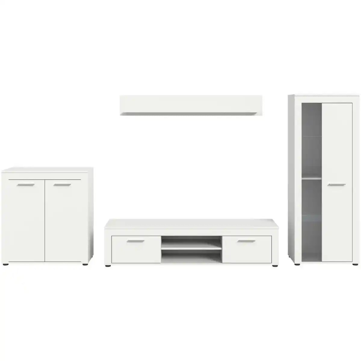 Bild 1 von Mid.you Wohnwand, Weiß, Kunststoff, 4-teilig, 6 Fächer, 330x159x35 cm, FSC Mix, Wohnzimmer, Wohnwände, Wohnwand-Sets