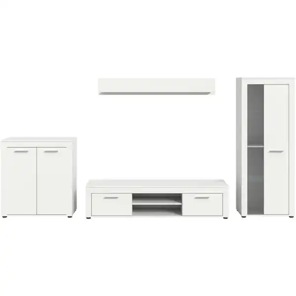 Bild 1 von Mid.you Wohnwand, Weiß, Kunststoff, 4-teilig, 6 Fächer, 330x159x35 cm, FSC Mix, Wohnzimmer, Wohnwände, Wohnwand-Sets