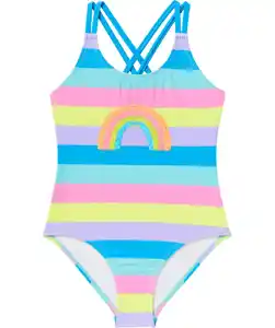 Badeanzug Regenbogen, türkis