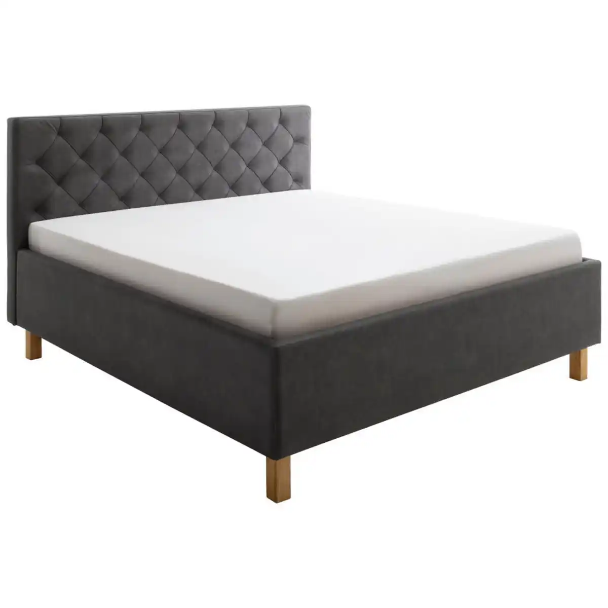 Bild 1 von Xora Polsterbett San Remo, Anthrazit, Holzwerkstoff, Eiche, massiv, H2 + H3, Höhe ca. 20 cm, 160x200 cm, Reach, gepolstertes Kopfteil, Stoffauswahl, in verschiedenen Größen erhältlich,individuell