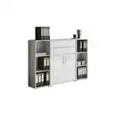 Bild 1 von Mid.you Aktenschrank, Grau, Weiß Hochglanz, Holzwerkstoff, 5 Fächer, 2 Schubladen, 172.6x113.6x33 cm, Made in Germany, erweiterbar, in verschiedenen Größen erhältlich, Arbeitszimmer, Aktenschrä