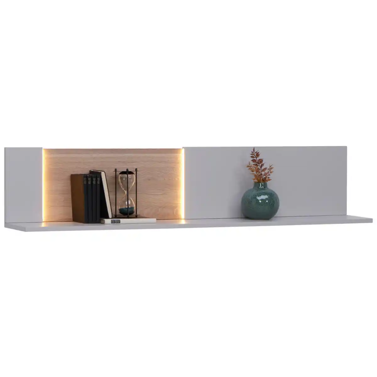 Bild 1 von Dieter Knoll Wandboard, Eiche, Hellgrau, Holzwerkstoff, furniert, 150x30.4x24 cm, Wohnzimmer, Regale, Wandboards