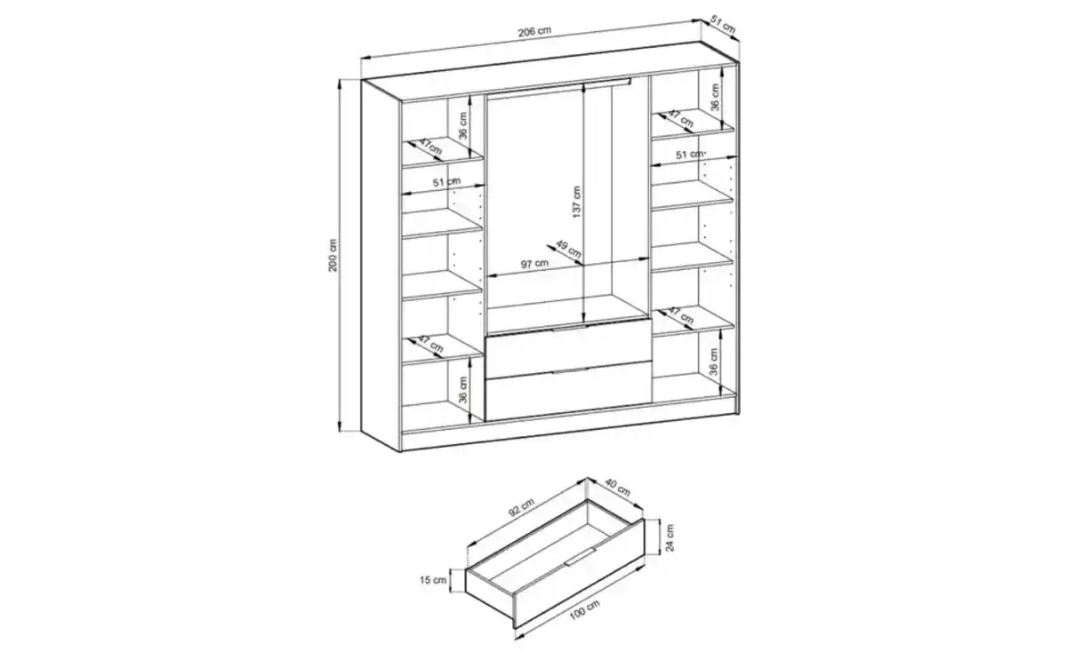 Bild 4 von Drehtürenschrank 206 cm breit Lyke
