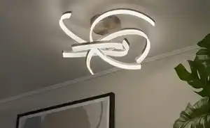 Fischer-Honsel LED-Deckenleuchte, Nickel matt mit Fernbedienung