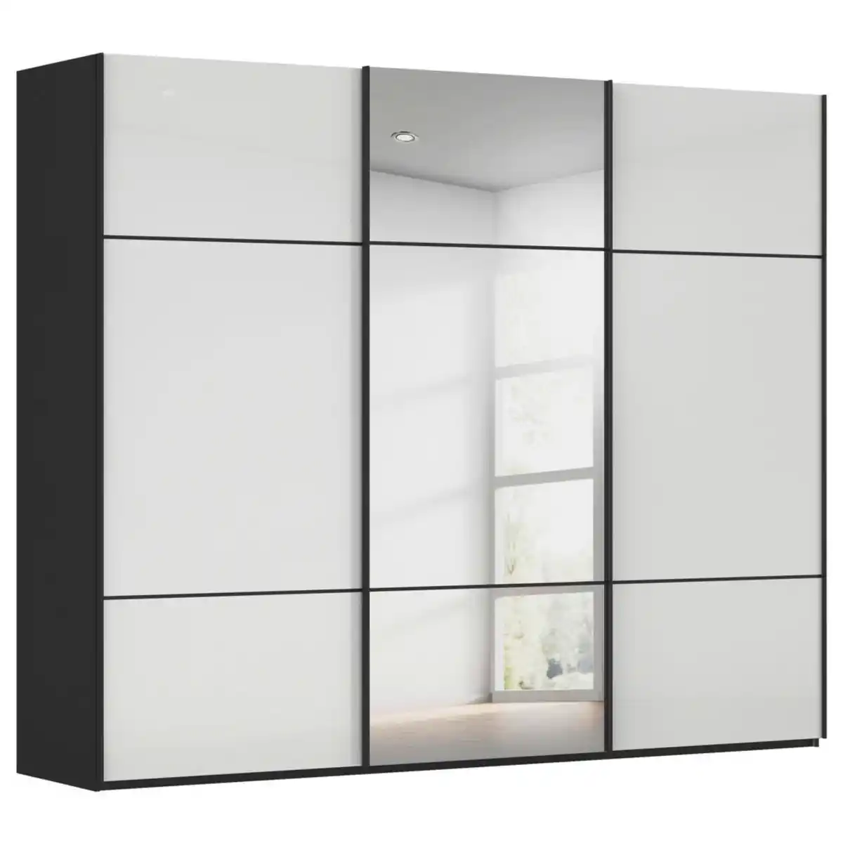 Bild 1 von Novel Schwebetürenschrank, Schwarz, Weiß, Metall, 9 Fächer, 271x223x68 cm, Blauer Engel, Goldenes M, BQ - Bündnis für Qualität, Made in Germany, Typenauswahl, umfangreiches Zubehör erhältlich