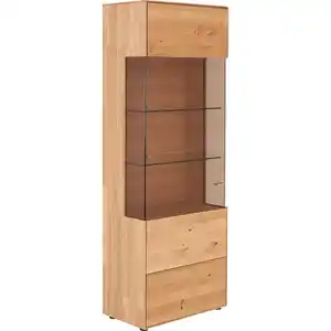 Valnatura Vitrine, Eiche, Metall, Wildeiche, massiv, 5 Fächer, 70.7x196.2x40.9 cm, Made in Germany, umfangreiches Zubehör erhältlich, in verschiedenen Holzarten erhältlich, Wohnzimmer, Wohnwände