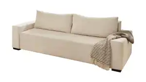 Schlafsofa Cord beige mit Bettkasten Federkern 240 cm - TRIER