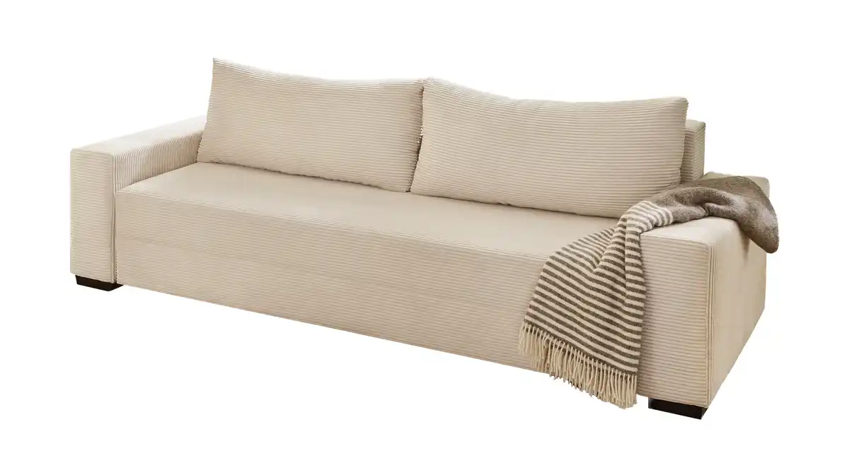 Bild 1 von Schlafsofa Cord beige mit Bettkasten Federkern 240 cm - TRIER