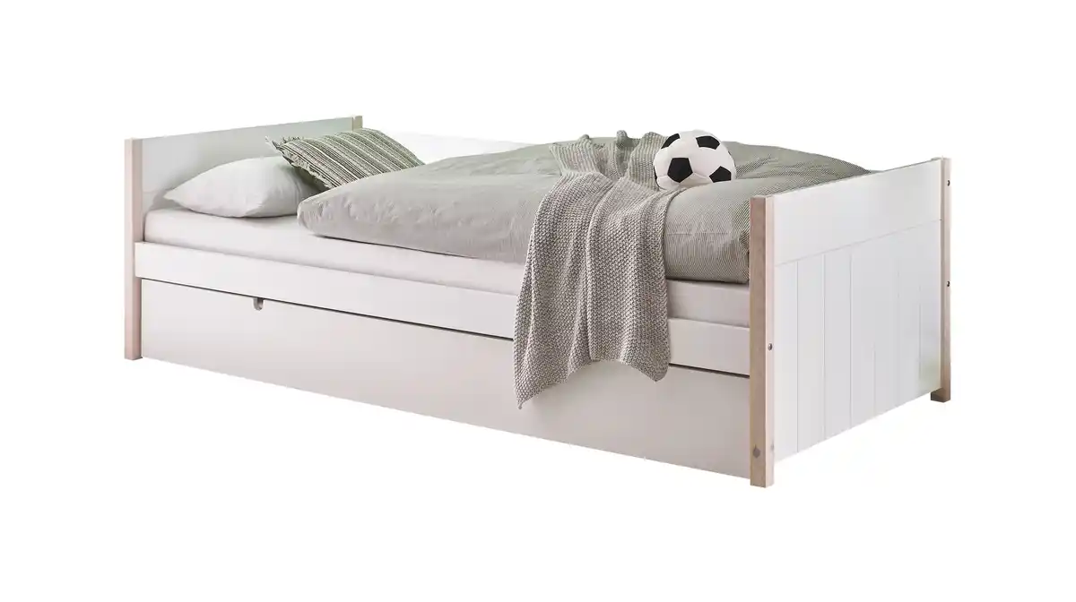 Bild 1 von Jugendbett ausziehbar 90 x 200 cm weiß - Kiefer massiv - TILDE