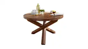 Esstisch 120 cm rund Sheesham massiv gebeizt - BARK