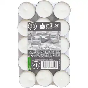 Teelichter 30er-Pack weiß