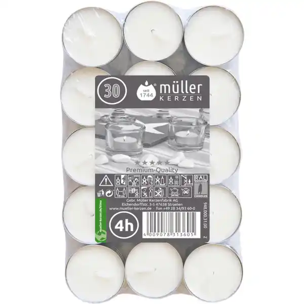 Bild 1 von Teelichter 30er-Pack weiß