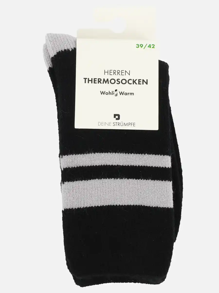 Bild 3 von Herren Thermosocken geringelt oder unifarben Schwarz