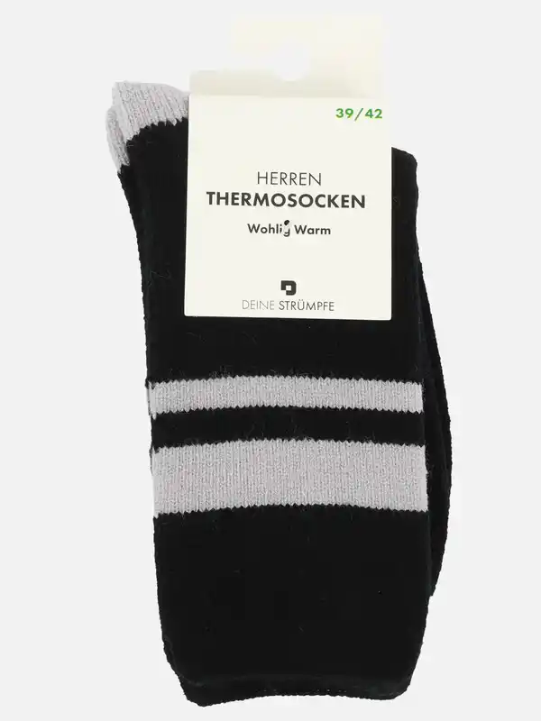 Bild 3 von Herren Thermosocken geringelt oder unifarben Schwarz