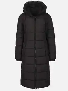 Damen Steppmantel mit Kapuze Schwarz