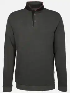 Herren Stehkragenshirt mit Knopfleiste Grau