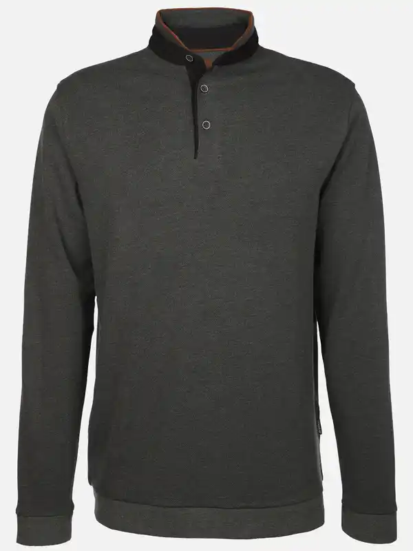 Bild 1 von Herren Stehkragenshirt mit Knopfleiste Grau