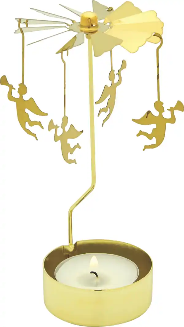 Bild 1 von IDEENWELT Teelichtkarussell Trompetenengel gold