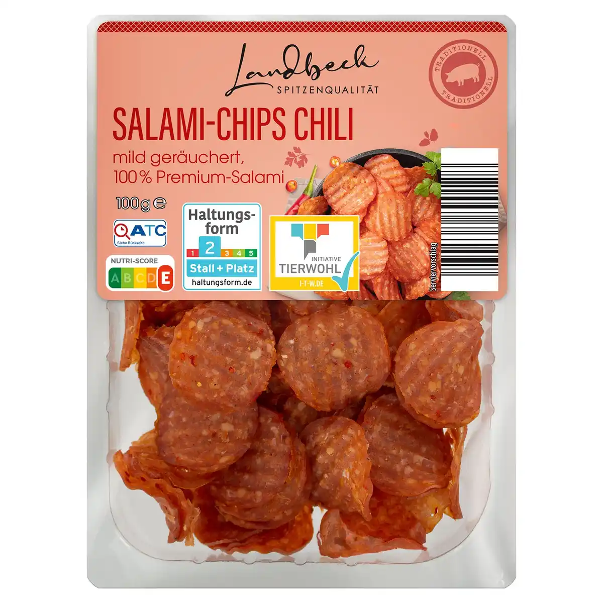Bild 1 von LANDBECK Salami Chips 100 g, Chili