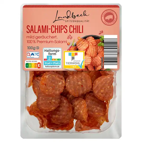 Bild 1 von LANDBECK Salami Chips 100 g, Chili
