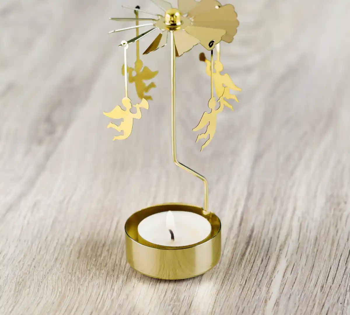 Bild 2 von IDEENWELT Teelichtkarussell Trompetenengel gold