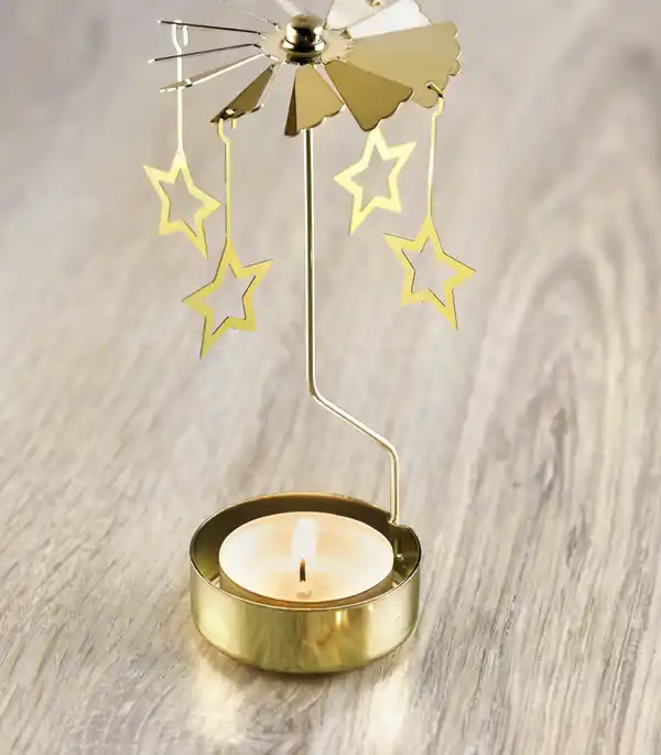 Bild 2 von IDEENWELT Teelichtkarussell Sterne gold