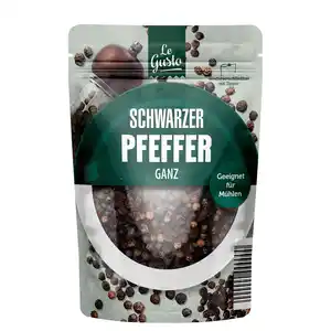 LE GUSTO Gewürze im Nachfüllbeutel 130 g, Pfeffer, schwarz, ganz