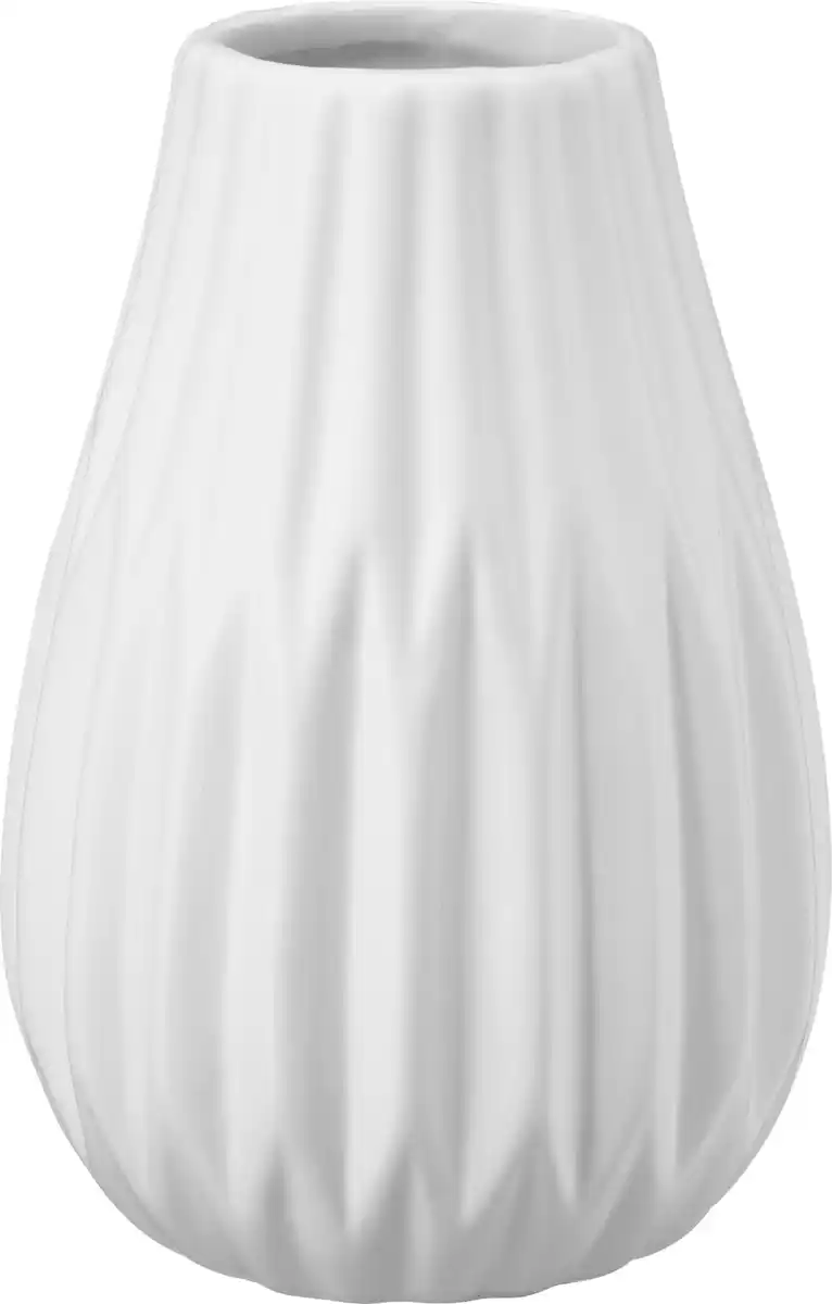 Bild 1 von BOLTZE Keramikvase mit Rillen, weiß (H14cm), 1 St